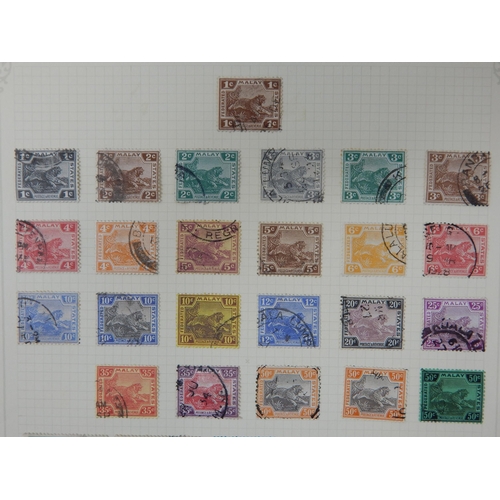 309 - Federated Malay States collection of Used stamps on vintage album page (cat £360)