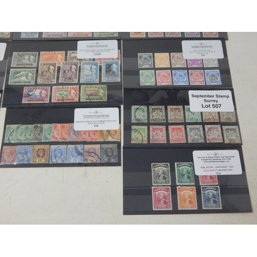 507 - Kelatan, Sarawak, Penang, Trengganu and other stamp sets from Maylasia.