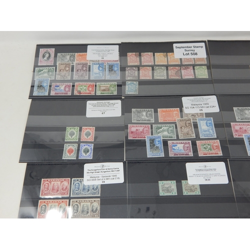 508 - Various stamps from the Straits Settlements some used, mostly MH.