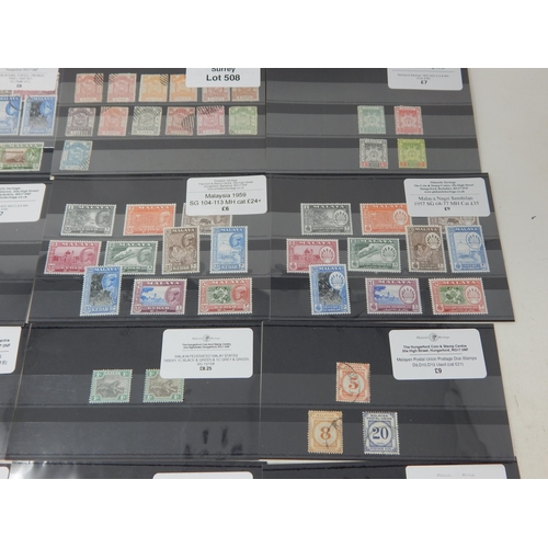 508 - Various stamps from the Straits Settlements some used, mostly MH.