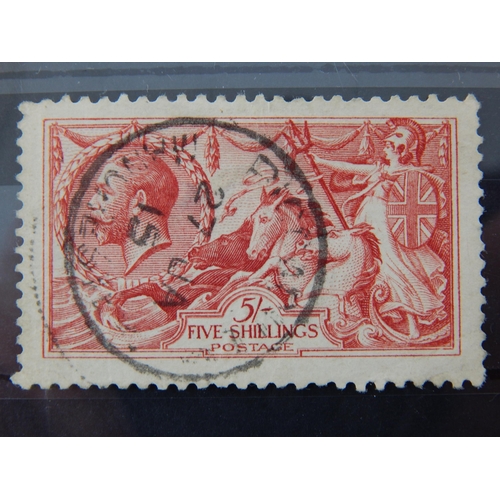 682 - GB KGV 1913 Waterlow seahorses 5s rose-carmine SG 401, FU cds example, stamp is
thinned where previo... 