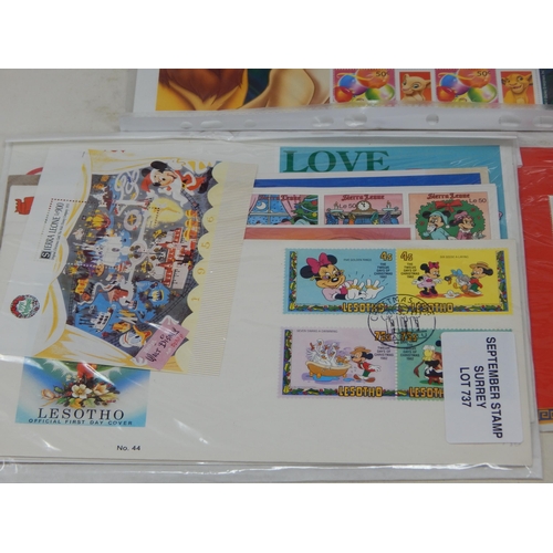 737 - An exquisite collection of Disney stamps, mini sheets, covers and smiler sheet.