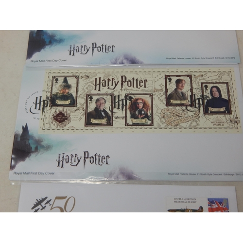 899 - Pair of Harry Potter First Day Covers; Battle of Britain Memorial Flight Spitfire 50th Anniversary C... 