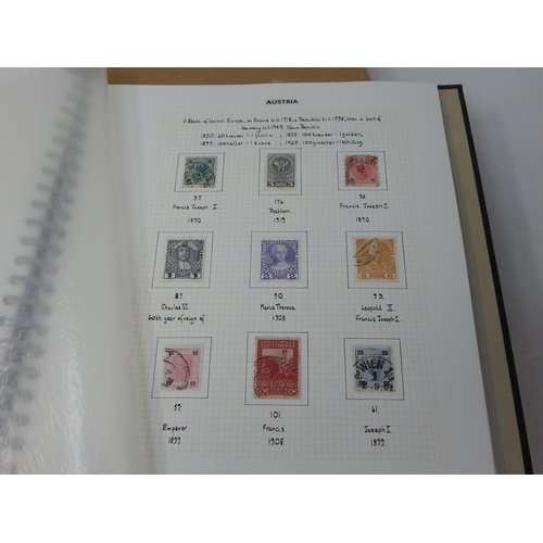 791 - World stamp album in box. Partially full.