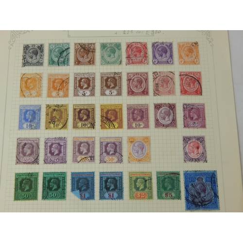 330 - Malaysia Straits Settlements KGV selection on vintage album page (cat £320)