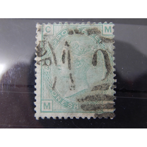 801 - GB QV 1873-1880 1s Green plate 13 SG50 FU (cat £160)