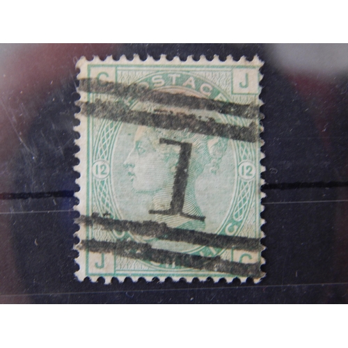 803 - GB QV 1873-1880 1s Green plate 13 SG50 FU (cat £160)