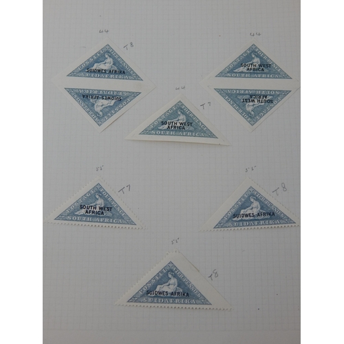 977 - South West Africa Four Pence Triangles Mint on vintage album page