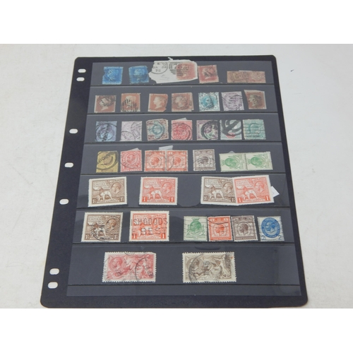 981 - Collection of early GB stamps on stock sheet to include 2d Blues, 1d Reds, 2 x George V Seahorses et... 