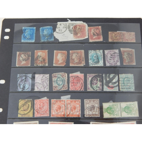 981 - Collection of early GB stamps on stock sheet to include 2d Blues, 1d Reds, 2 x George V Seahorses et... 