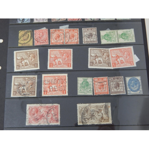 981 - Collection of early GB stamps on stock sheet to include 2d Blues, 1d Reds, 2 x George V Seahorses et... 