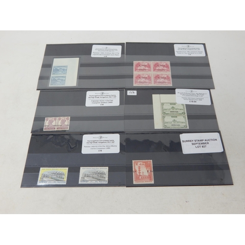 827 - Pakistan selection inc mis-placed overprint, etc, imperforate pair printed on gum side all UMM