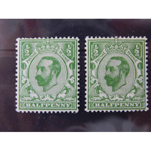 912 - GB KGV Halfpenny Greens varieties SG323 UMM, 326? MM (not verified) original price £125 the pair