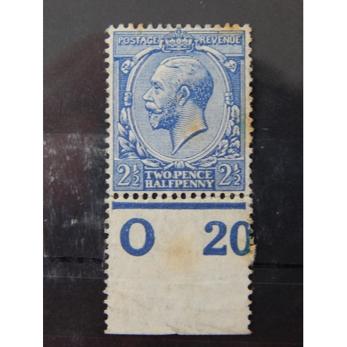 965 - GB KGV 21/2d SG371 control number 020 some foxing