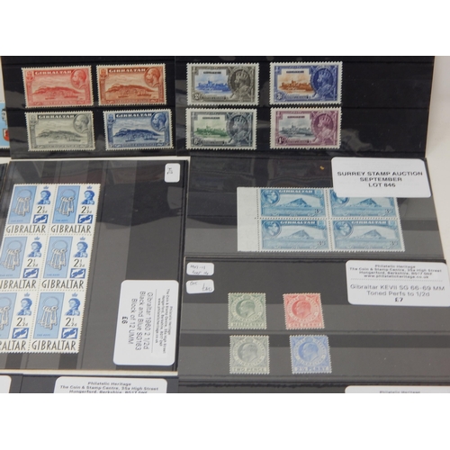 846 - Gibraltar KGVI 1938 3d light blue SG125b block of 4 UMM/MM; other Gibraltar