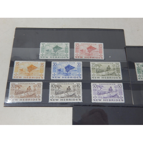 807 - New Hebrides selection mainly Mint housed on 4 stockcards