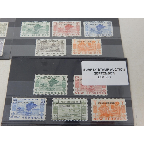 807 - New Hebrides selection mainly Mint housed on 4 stockcards