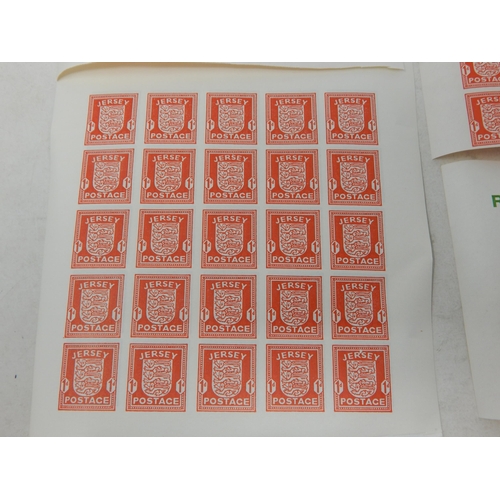 955 - Reconstruction of Jersey Arms 1d Red and Halfpenny Green in 5 sheets