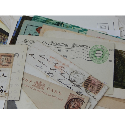 985 - Collection of QV Penny Reds on covers, selection of vintage postcards, etc