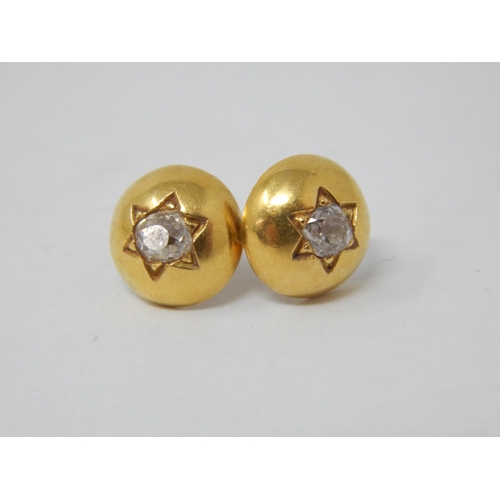 402 - A Pair of Unmarked Yellow Gold Diamond Set Earrings: Gross weight 3.2g