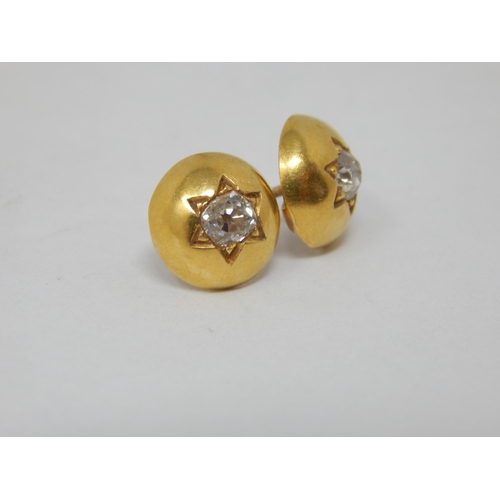 402 - A Pair of Unmarked Yellow Gold Diamond Set Earrings: Gross weight 3.2g