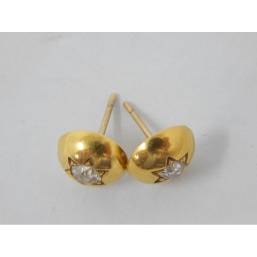 402 - A Pair of Unmarked Yellow Gold Diamond Set Earrings: Gross weight 3.2g