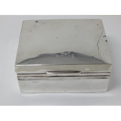 408 - Chester Hallmarked Silver Cigarette Box with Cedar Lining & Weighted Base: Gross weight 565g