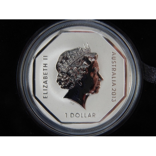 110 - Australian Road Sign Series 2013 $1 Silver Frosted 1oz Coin in Case of Issue with COA & Outer Box