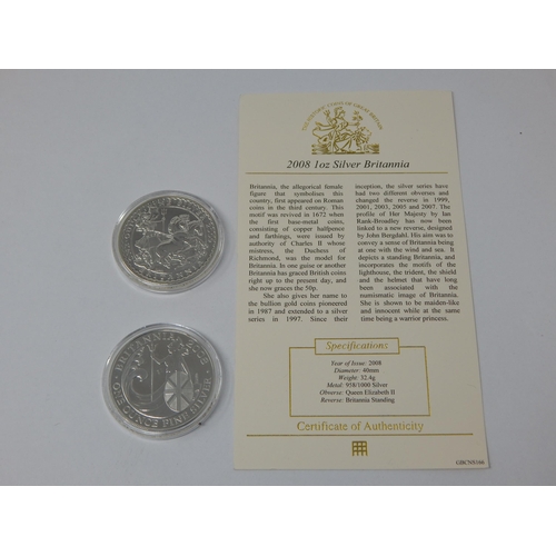 102 - 2008 & 2009 UK 1oz Silver Britannia's