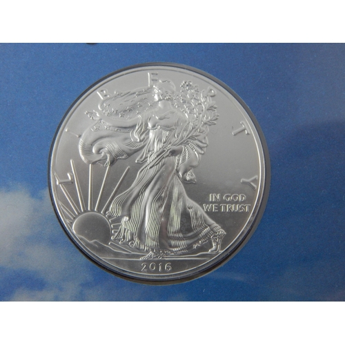 107 - 2016 US Presidential State Visit Commemorative Silver Eagle Cover in Folder of Issue with COA