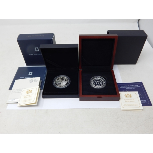 97 - QEII 2017 Sapphire Jubilee Silver Proof £5 Coin together with a QEII Platinum Wedding Silver Proof P... 