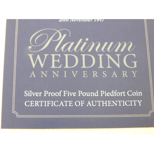 97 - QEII 2017 Sapphire Jubilee Silver Proof £5 Coin together with a QEII Platinum Wedding Silver Proof P... 