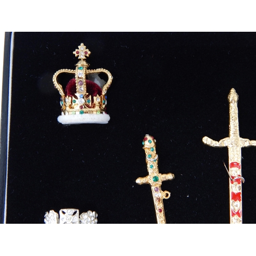 98 - The Westminster Issued 12 Piece Set of The Miniatures of The Crown Jewels in Display Case of Issue, ... 