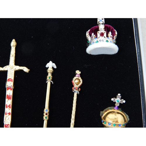 98 - The Westminster Issued 12 Piece Set of The Miniatures of The Crown Jewels in Display Case of Issue, ... 