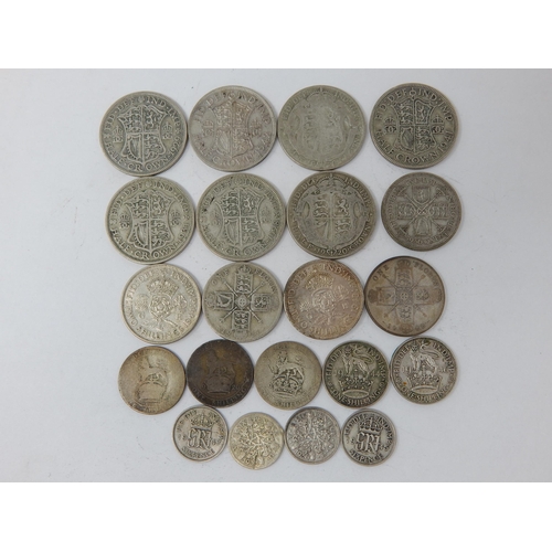 86 - George V & VI Silver Half Crowns (7), Florins/Two Shillings (5), Shillings (5), Sixpences (4) 188g