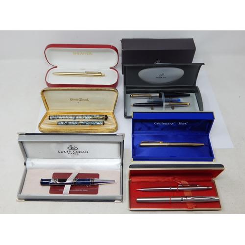 581 - A Quantity of Cased Pens & Sets Including Conway Stewart with 14ct Gold Nib, Parker, Sheaffer etc.