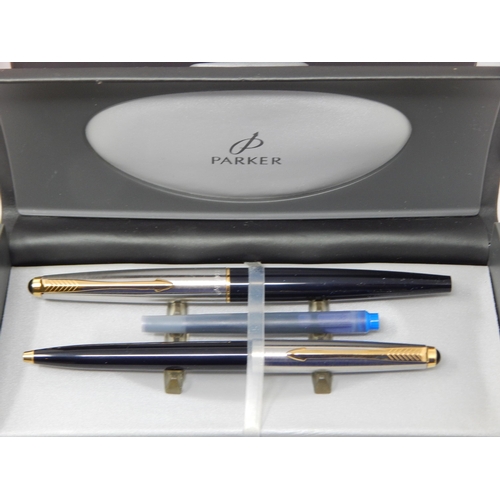 581 - A Quantity of Cased Pens & Sets Including Conway Stewart with 14ct Gold Nib, Parker, Sheaffer etc.