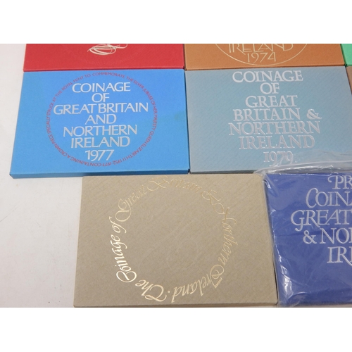 6 - GB Proof Sets 1971, 1973, 1974, 1975, 1976, 1977, 1978, 1979, 1980, 1981, 1982 generally brilliant, ... 