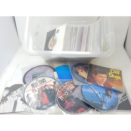 584 - A collection of 100 single 45rpm records all housed in protective plastic sleeves from the estate of... 