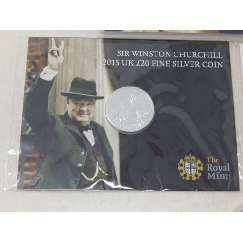 76 - Outbreak 2014 UK £20 Fine Silver coin; Sir Winston Churchill 2015 UK £20 Fine Silver coin; Isle of M... 