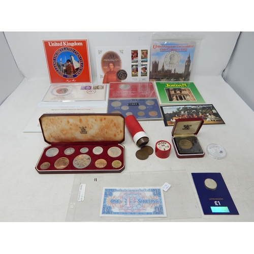 65 - GB 1953 Coronation Proof Set in original red leather case of issue; FFE Proof 50p Piece in case; Roy... 