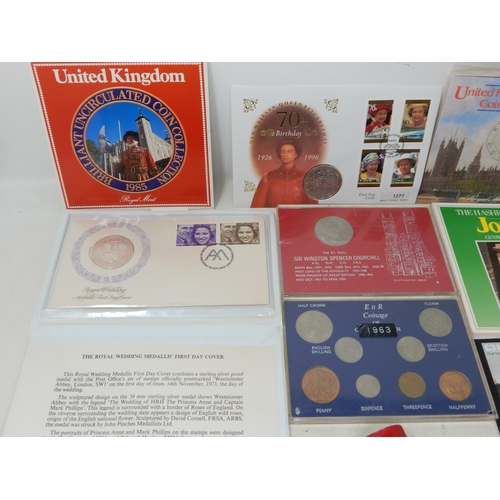 65 - GB 1953 Coronation Proof Set in original red leather case of issue; FFE Proof 50p Piece in case; Roy... 