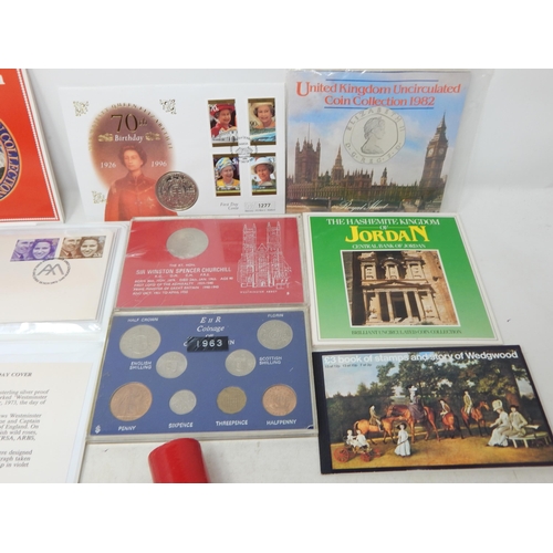 65 - GB 1953 Coronation Proof Set in original red leather case of issue; FFE Proof 50p Piece in case; Roy... 