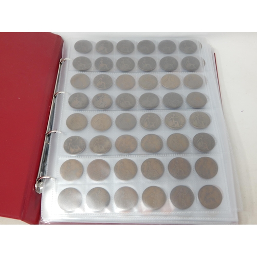 99F - Coins Album Containing QV - QEII Pennies, Half Pennies & Farthings, Silver Sixpences, Five Pound Cro... 