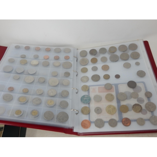 99F - Coins Album Containing QV - QEII Pennies, Half Pennies & Farthings, Silver Sixpences, Five Pound Cro... 