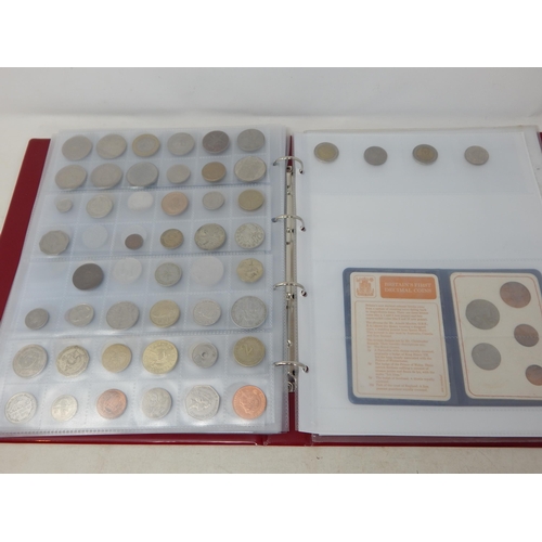 99F - Coins Album Containing QV - QEII Pennies, Half Pennies & Farthings, Silver Sixpences, Five Pound Cro... 