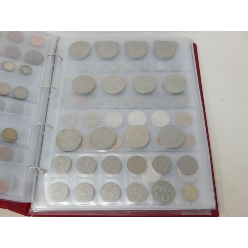 99F - Coins Album Containing QV - QEII Pennies, Half Pennies & Farthings, Silver Sixpences, Five Pound Cro... 