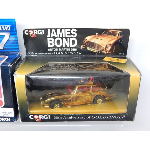 596 - 007 James Bond Corgi Vehicles Including Aston Martin DB5, Jaguar XKR, Little Nellie & Collector Card... 