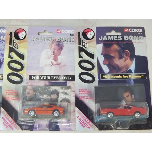 596 - 007 James Bond Corgi Vehicles Including Aston Martin DB5, Jaguar XKR, Little Nellie & Collector Card... 