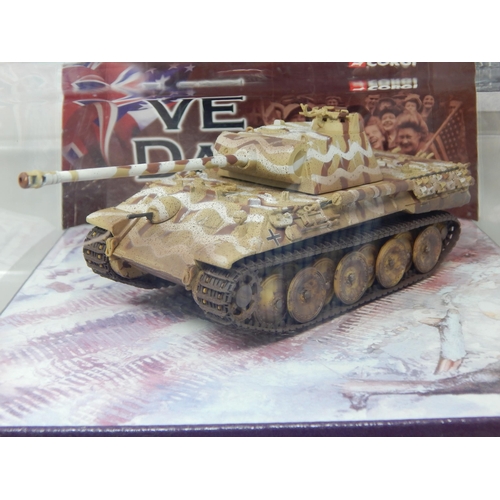 598 - Corgi WWII Legends Sherman Tank, The Fall of Germany Panza Tank & North Korean 109th Tank: All Boxed... 